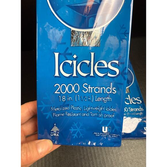 3 Christmas Tree Icicles Tinsel 2000 Strands 18 in. Long USA Union Wadding Co - Picture 3 of 8